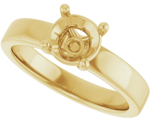 Sužadėtuvių Žiedas „Solitaire“ 585 Geltonojo Aukso Round 6.5mm (5)