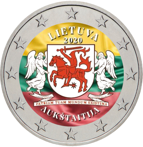 2020 Lietuva Aukštaitija 2 eurų moneta (spalvota) (1)