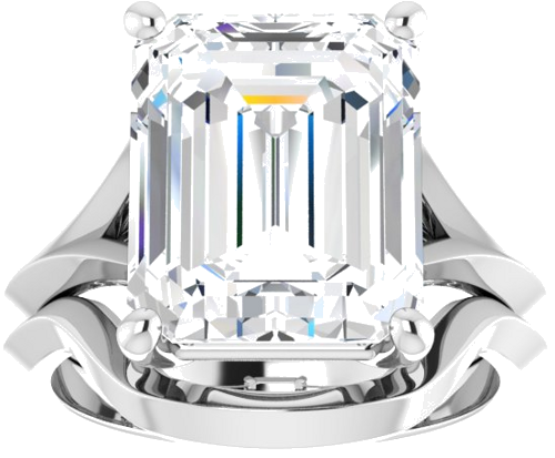 Sužadėtuvių Žiedas „Solitaire Split Shank“ 14k white gold Emerald 12mm x 10mm (8)