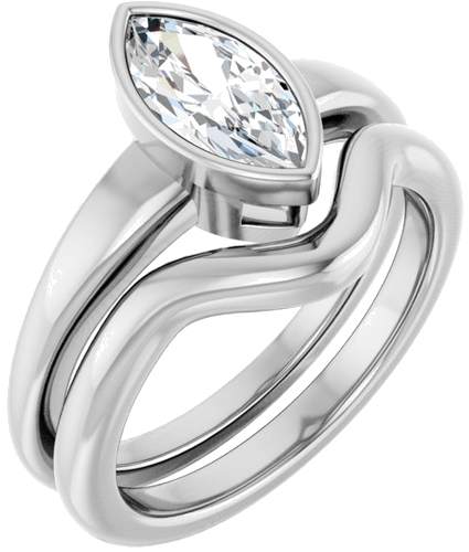 Sužadėtuvių Žiedas „Bezel-Set Solitaire“ 14k white gold Marquise 10mm x 5mm (6)
