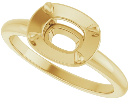 Sužadėtuvių Žiedas „Claw-Prong Solitaire Bezel-Style“ 14k yellow gold Elongated Cushion 7.5mm x 5.5mm (5)