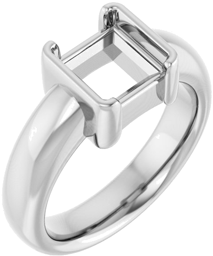 Sterling Silver 7 x 7 mm Square Half Bezel Solitaire Engagement Ring Mounting (1)