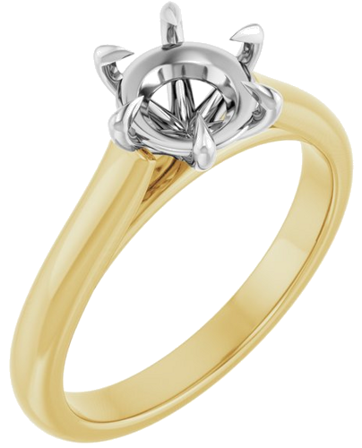 Sužadėtuvių Žiedas „Claw-Prong“ 18k yellow/white gold Round 7mm (1)