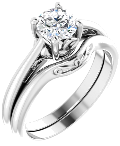 Sužadėtuvių Žiedas „Solitaire“ 585 Baltojo Aukso Round 5.8mm (6)