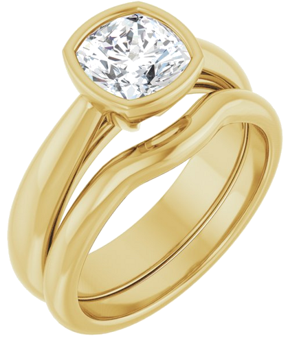 Sužadėtuvių Žiedas „Bezel-Set Solitaire“ 14k yellow gold Cushion 6.5mm (6)