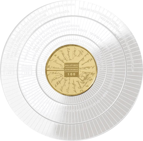 2018 Lithuania Independence act Signatories 50 € gold coin (1)