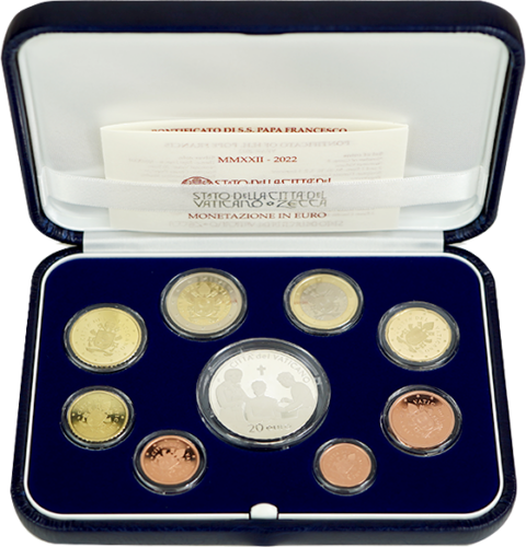 2022 Vatican Francis Coat of Arms Proof Coin Set with 20 euro silver coin (1)