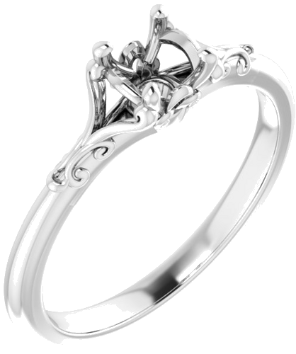 18K White 4.8 mm Round Solitaire Engagement Ring Mounting (1)