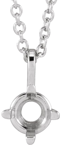 14K White 4 mm Round 4-Prong Basket Solitaire 18  Necklace (4)