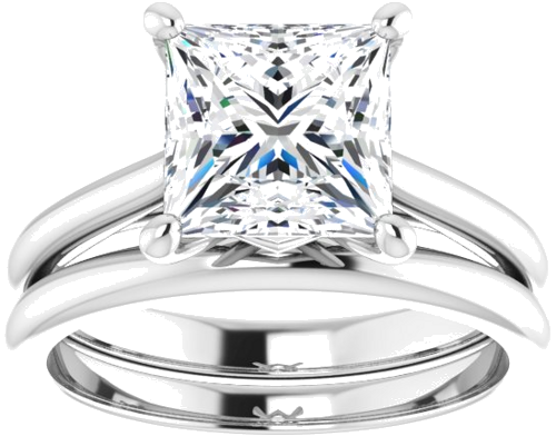 14K White 7.5 mm Square Solitaire Engagement Ring Mounting (8)