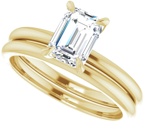 14K Yellow  7x5 mm Emerald Solitaire Engagement Ring Mounting (10)