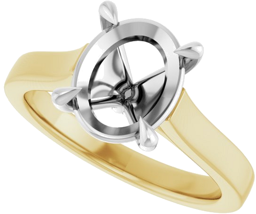 Sužadėtuvių Žiedas „Claw-Prong“ 14k yellow/white gold Oval 10mm x 8mm (5)