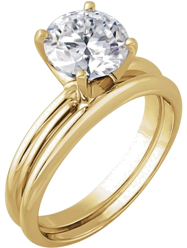 14K Yellow 7.3-7.7 mm Round 4-Prong Heavy Solitaire Ring Mounting (5)