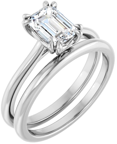 Sužadėtuvių Žiedas „Double Claw-Prong“ 14k white gold Emerald 7mm x 5mm (6)