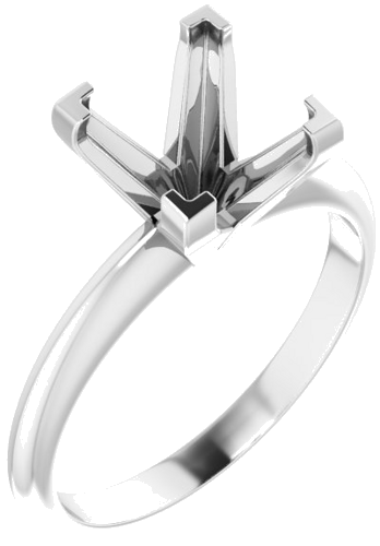 14K White 7.5 mm Square V-End 4-Prong Engagement Ring Mounting (1)