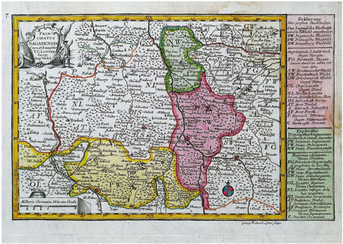 Европа – карта региона Польши, Литвы и Силезии «Principatus Saganensis», Matthäus Seutter / C. Lotter (около 1721–1750) (1)