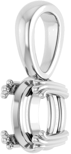 Pakabukas „Decorative Prong Solitaire“ 14k white gold Oval 8mm x 6mm (2)