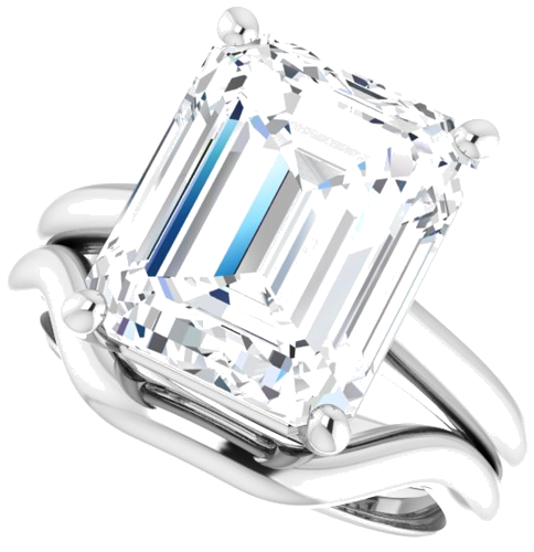 Sužadėtuvių Žiedas „V-End Prong“ 14k white gold Emerald 12mm x 10mm (10)