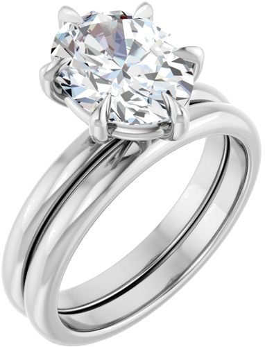 14K White 10x8 mm Oval Solitaire Engagement Ring Mounting (6)