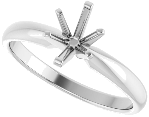 14K White 7 x 5 mm Oval Solitaire Engagement Ring Mounting (5)
