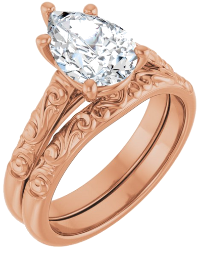 Sužadėtuvių Žiedas „Solitaire“ 585 Rožinis Aukso Pear Shape 10mm x 7mm (6)