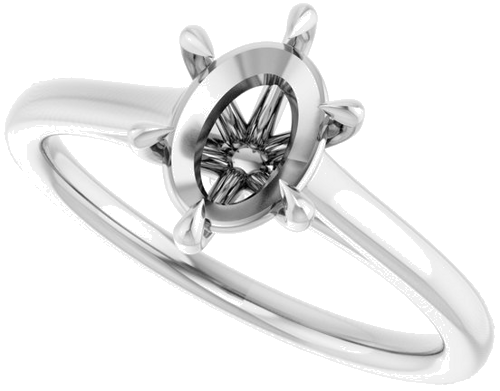 Sužadėtuvių Žiedas „Claw-Pong“ 14k white gold Oval 8mm x 6mm (5)