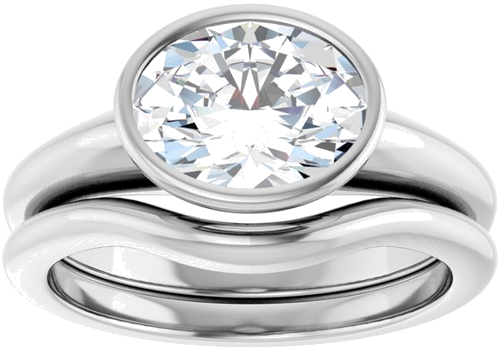 Sužadėtuvių Žiedas „Bezel-Set Solitaire“ 14k white gold Oval 9mm x 7mm (8)