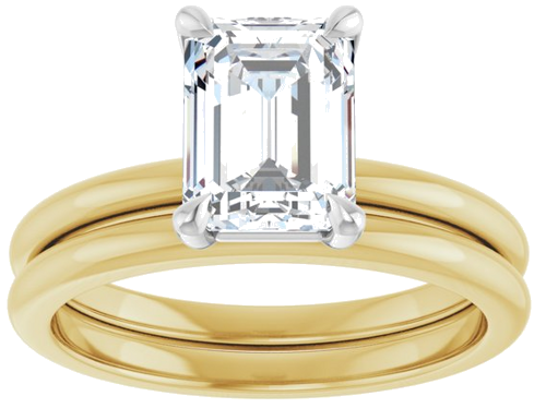 14K Yellow White 8x6 mm Emerald Solitaire Engagement Ring Mounting (8)