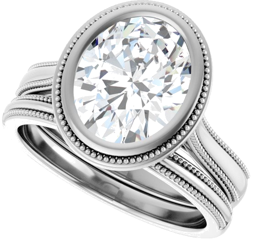 Sužadėtuvių Žiedas „Solitaire“ 585 Baltojo Aukso Oval 10mm x 8mm (10)