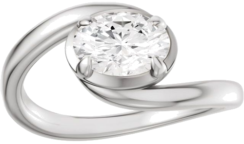 Sužadėtuvių Žiedas „Claw-Prong Solitaire Bypass“ 14k white gold Oval 8.5mm x 6.5mm (3)