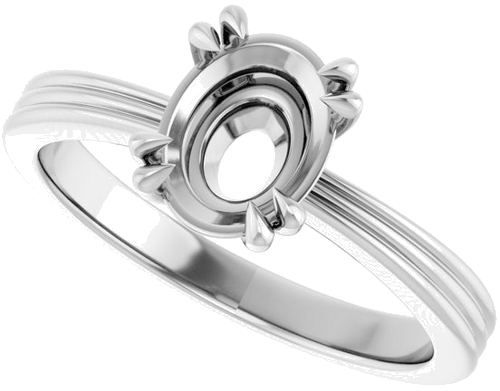 Sužadėtuvių Žiedas „Double Claw-Prong Solitaire“ 14k white gold Oval 8mm x 6mm (5)