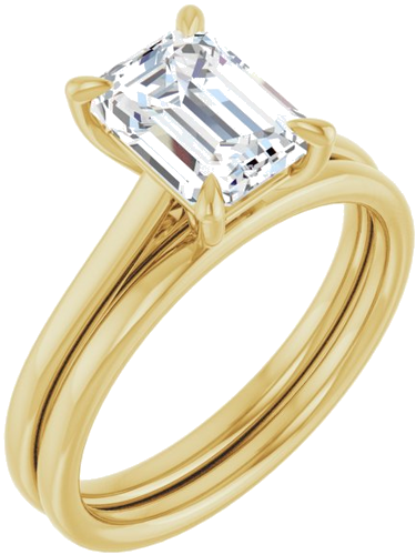 10K Yellow  8x6 mm Emerald Solitaire Engagement Ring Mounting (6)