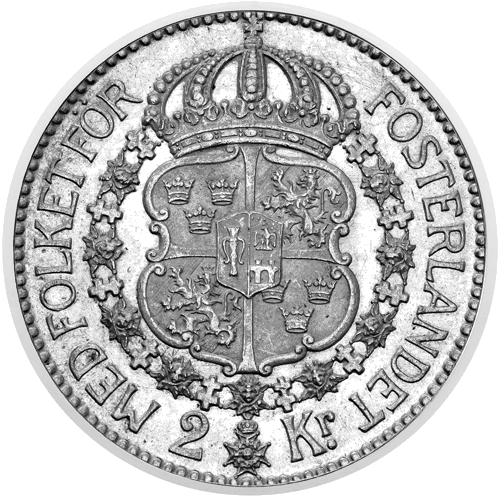 2 Kronor Gustaf V (1910 - 1940) Sweden Silver Coin (2)