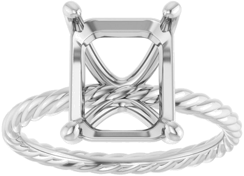 Sužadėtuvių Žiedas „Solitaire Rope“ 14k white gold Emerald 11mm x 9mm (3)