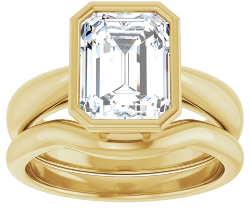 Sužadėtuvių Žiedas „Bezel-Set Solitaire“ 14k yellow gold Emerald 9mm x 7mm (8)