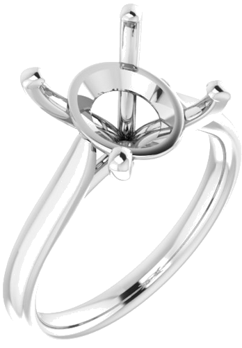 14K White 12x10 mm Oval Engagement Ring Mounting (1)