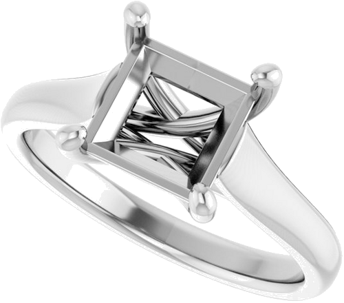 Sužadėtuvių Žiedas „Solitaire“ 585 Baltojo Aukso Square 7mm (5)