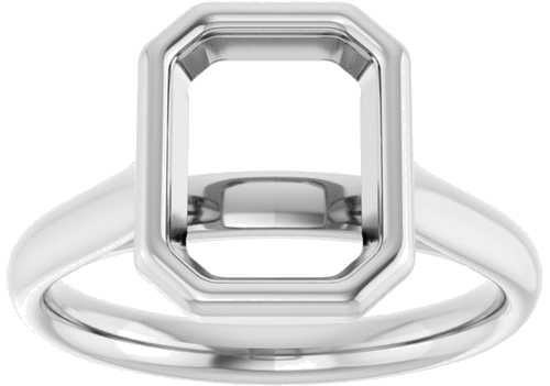 Sužadėtuvių Žiedas „Bezel-Set Solitaire“ 585 Baltojo Aukso Emerald 9mm x 7mm (3)