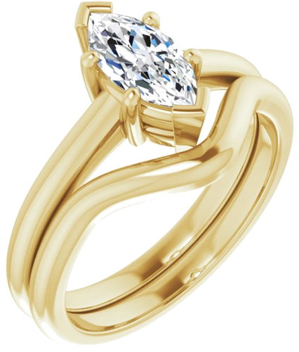 Sužadėtuvių Žiedas 585 Geltonojo Aukso Marquise 9mm x 4.5mm (6)