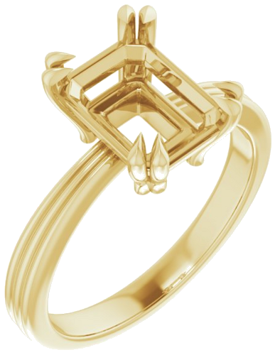 Sužadėtuvių Žiedas „Solitaire“ 585 Geltonojo Aukso Emerald 9mm x 7mm (1)