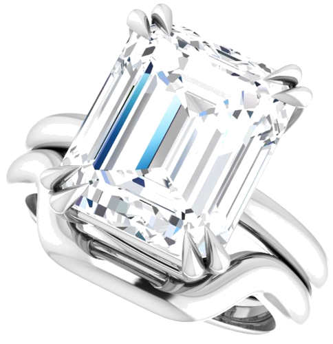 Platinum 12x10 mm Emerald Solitaire Engagement Ring Mounting (10)