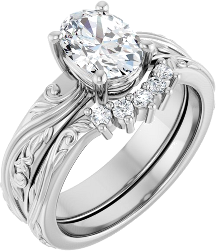 Sužadėtuvių Žiedas „Solitaire Sculptural“ 925 Sidabro Oval 8mm x 6mm (6)