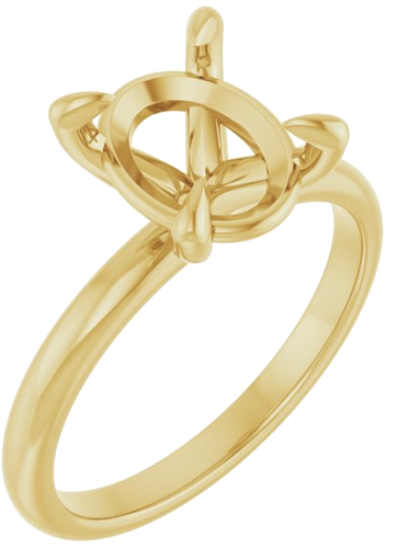 14K Yellow  10x8 mm Oval Solitaire Engagement Ring Mounting (1)