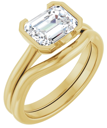 Sužadėtuvių Žiedas „Half-Bezel Solitaire“ 10k yellow gold Emerald 8mm x 6mm (6)