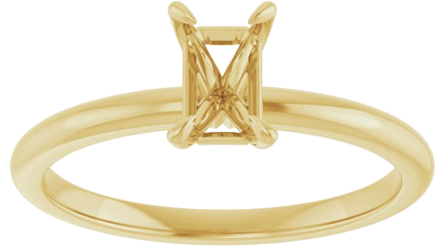 10K Yellow  6x4 mm Emerald Solitaire Engagement Ring Mounting (3)