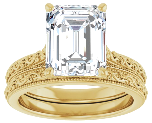 Sužadėtuvių Žiedas „Solitaire Sculptural“ 14k yellow gold Emerald 10mm x 8mm (8)