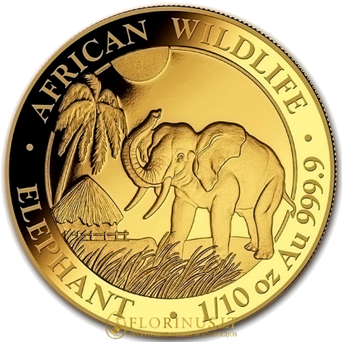 1/10 oz Elephant, Somalia, gold coin, 2017 (1)