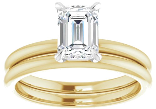 Sužadėtuvių Žiedas „Solitaire“ 585 Baltojo Ir Geltonojo Aukso Emerald 7mm x 5mm (8)