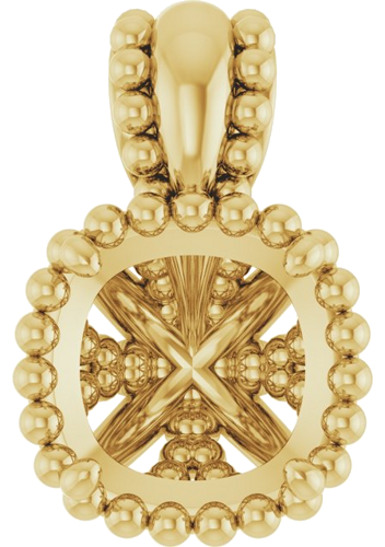 Pakabukas „Beaded“ 14k yellow gold Cushion 5mm (1)