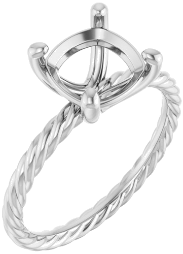 Sužadėtuvių Žiedas „Solitaire Rope“ 14k white gold Cushion 8mm (1)